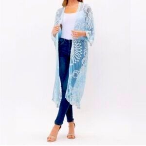 Elegant Blue Lace Swim Coverup